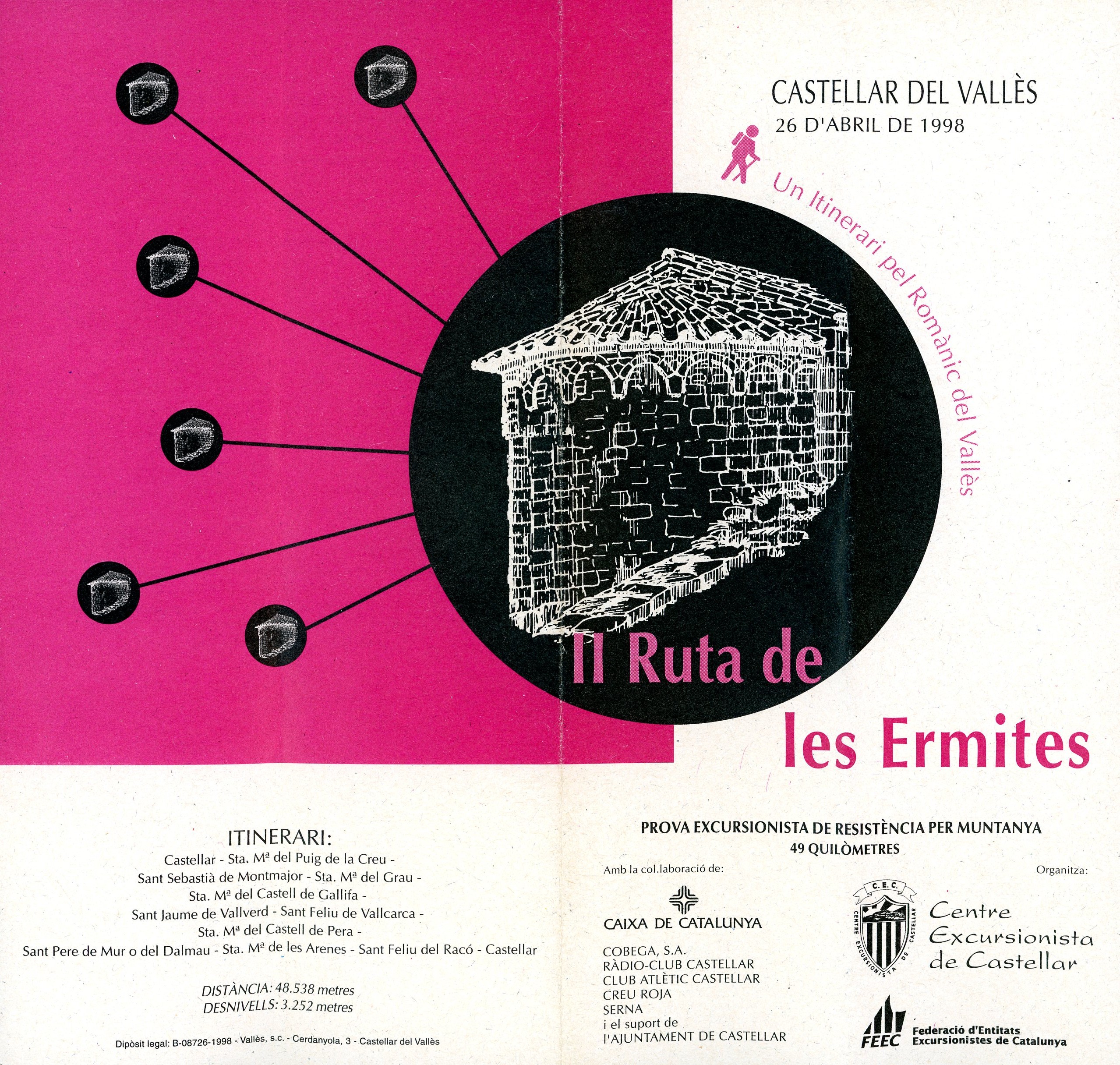 II Ruta de les Ermites : Un itinerari pel romànic del Vallès : Castellar del Vallès : 26 d'abril de 1998 - Portada